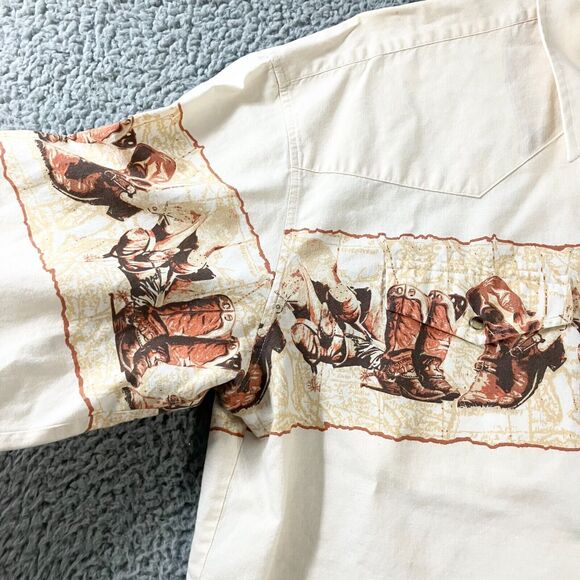 Roper Shirt Mens XL Cream Pearl Snap Cowboy Boot Western Casual Rodeo Pockets - Picture 4 of 8